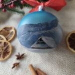 Ręcznie malowana bombka "zimowe Tatry" (7), 10 cm - Druga strona