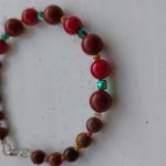 Bransoletka z kamieni koral jaspis Agat  - 