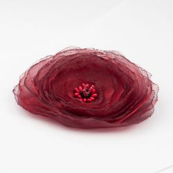 Broszka kwiat- czerwony mak 11 cm - Rękodzieło