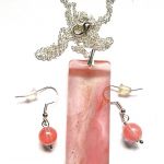 Kwarc różowy arbuzowy, kamień harmonii, delikatny zestaw biżuterii - 