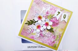 Kartka URODZINOWA - białe kwiatuszki #1