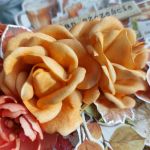 Jesienna dekoracja na desce - Róże z foamiranu