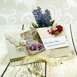Kartka na ślub -różane retro (k3)