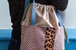 Patchworkowa torba do wózka z kominem panterka