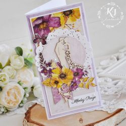 Kartka ślubna - boho kwiaty