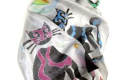 Cztery koty, jedwabna malowana chusta