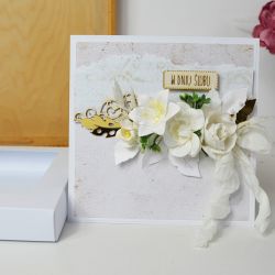 Ecru kartka ślubna z pudełkiem