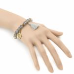 Bransoletka kryształki szare, zawieszka charm chwost XS/S - Bransoletka kryształki szare, zawieszka charm chwost XS/S