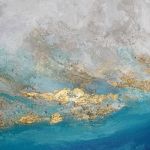Abstrakcyjny obraz "Maldives"  80x120 cm - detal - złota farba i faktura
