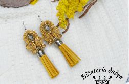 Kolczyki sutasz soutache Little Long musztard
