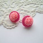 Pink roses - kolczyki sutasz - Kolczyki róże