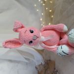 Duży królik przytulanka, Maskotka zajączek, Zajączek pluszowy - Kolor ciała: jasny brzoskwiniowo-różowy i waniliowy