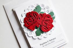 Kartka Ślubna - czerwone róże