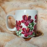 Hibiskusy ręcznie malowany kubek 270 ml. - ręcznie malowany