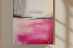 Abstrakcja z różem i złotem-obraz akrylowy 60/50 cm