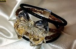 Popiół i Diament - bransoleta z żywicy i ekoskóry