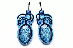 Blue Paisley kolczyki sutasz