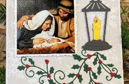kartka bożonarodzeniowa - św. Rodzina i lampion