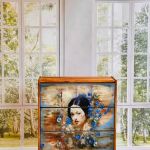 Artystyczna komoda ręcznie malowana, gejsza, unikat - 