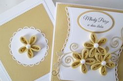 Kartka MŁODEJ PARZE miodowo-biała