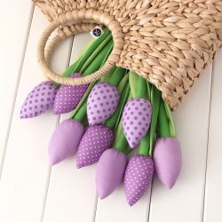 TULIPANY bawełniany wrzosowy bukiet