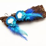 Blue Feathers kolczyki sutaszowe - 