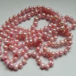 Różowe perły naturalne, słodkowodne, sznur pereł, naszyjnik - 