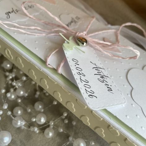 Ozdobne pudełko! Życzenia! Narodziny! Opakowanie na gotówkę!