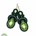 Kolczyki soutache butelkowa zieleń, wiszące  - Zielono zielone kolczyki