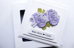 Delikatna kartka ślubna z różami handmade