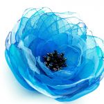 Broszka kwiat - niebieska 10 cm  - 