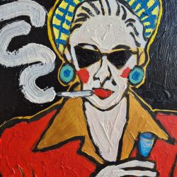  obraz olejny kobieta z czarnego tła