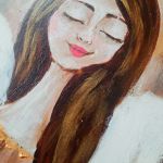 Ręcznie malowany anioł z wrzosami - zbliżenie 2