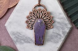 Miedziany wisior z czaroitem Santa Muerte #336