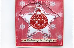Kartka świąteczna z bombką i gwiazdką
