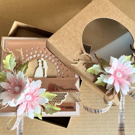 115,kartka na ślub w stylu rustykalnym z torebką