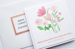 Kartka ŚLUBNA z grafiką - biało-koralowa