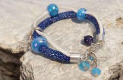 Bransoletka rzemykowa chaber i biel