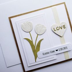 Minimalistyczna kartka ślubna z tulipanami