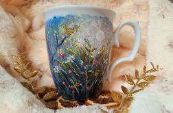 Ręcznie malowany świt na łące kubek 360 ml.