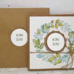 Kartka ślubna  z wieńcem 