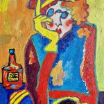 Duży obraz olej babcia i kawa - 