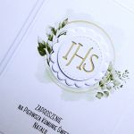 Zaproszenie komunijne w zieleni z Hostią - Zaproszenie ręcznie robiona na Komunię