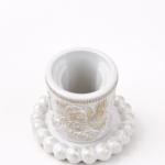 Świecznik dekoracyjny z Matką Boską i Dzieciątkiem – biały gipsowy, ręczna robota - 