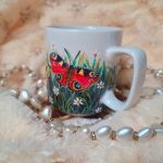 Ręcznie malowany kubek letnia łąka i motyle - Ręcznie malowane