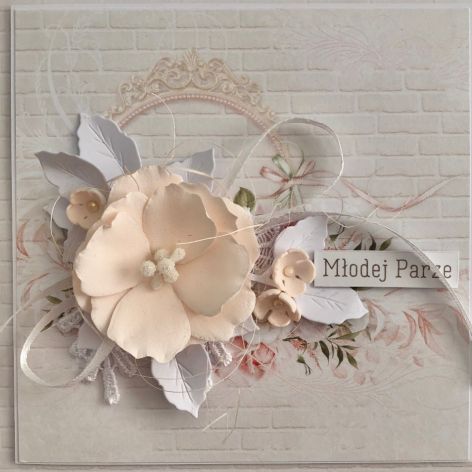 Ślubna pastelowa kartka z kwiatem