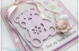 Kartka na urodziny, roczek z misiem 1