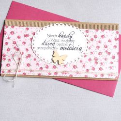 kartka kopertówka - kwiatuszki - sweet pink