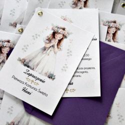 Delikatne zaproszenie komunijne Dziewczynka 1