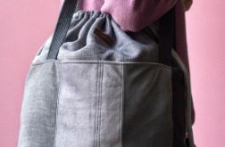 Patchworkowa duża szara torba z kominem